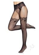 Faux Garter Tights Lace Backseam Os Blk