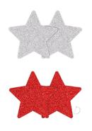 Pretty Pasties Glitter Stars Red/slv